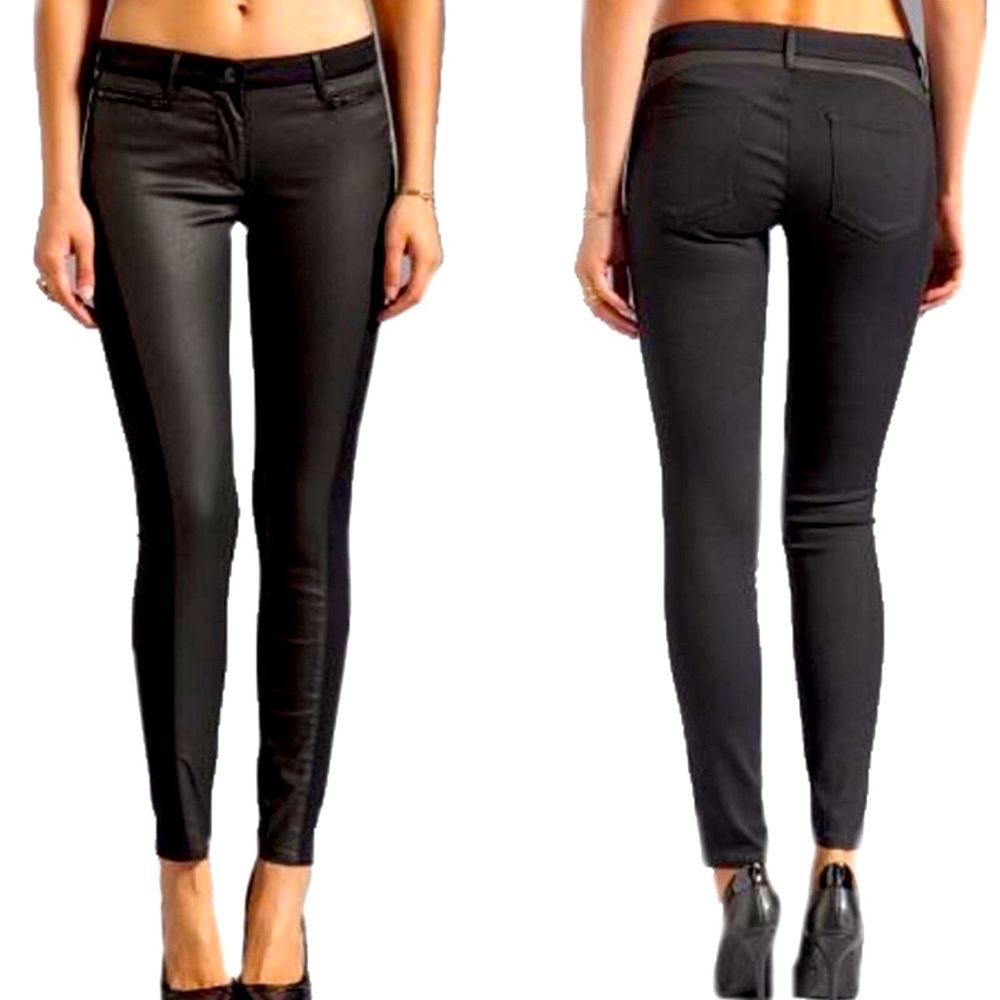 3x1 Black W1 Wrap Coated Skinny Jeans Sz 25